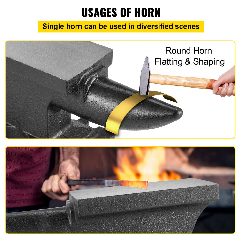 VEVOR Cast Iron Anvil, 25 Lbs(11kg) Single Horn Anvil with 6.8 x 3.5 inch Countertop and Stable Base, High Hardness Rugged Round Horn Anvil Blacksmith, for Bending, Shaping