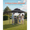 VEVOR Grill Gazebo, 8 x 5 ft Double-Tiered Top, BBQ Gazebo with Extra Awning, Powder-Coated Steel Patio Grill Shelter with 2 Side Shelves, Bottle Opener & Hooks, Outdoor Grilling Canopy for Garden