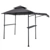 VEVOR Grill Gazebo, 8 x 5 ft Double-Tiered Top, BBQ Gazebo with Extra Awning, Powder-Coated Steel Patio Grill Shelter with 2 Side Shelves, Bottle Opener & Hooks, Outdoor Grilling Canopy for Garden