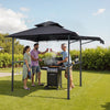 VEVOR Grill Gazebo, 8 x 5 ft Double-Tiered Top, Reinforced BBQ Gazebo with Extra Awning, Powder-Coated Steel Patio Grill Shelter with 2 Side Shelves & Hooks, Outdoor Grilling Canopy for Garden