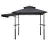 VEVOR Grill Gazebo, 8 x 5 ft Double-Tiered Top, Reinforced BBQ Gazebo with Extra Awning, Powder-Coated Steel Patio Grill Shelter with 2 Side Shelves & Hooks, Outdoor Grilling Canopy for Garden
