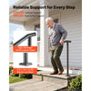 VEVOR Handrails for Outdoor Steps, 1-2 Step Stair Hand Rail Kit Single Post, Black Round Tube Stair Rails for Seniors, Concrete Steps & Porch & Deck, Heavy-Duty Galvanized Steel Railings w/ Drill Bit