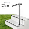 VEVOR Handrails for Outdoor Steps, 1-2 Step Stair Hand Rail Kit Single Post, Black Round Tube Stair Rails for Seniors, Concrete Steps & Porch & Deck, Heavy-Duty Galvanized Steel Railings w/ Drill Bit