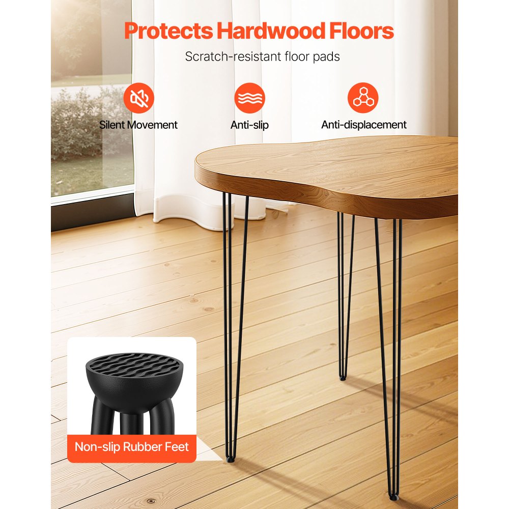 VEVOR Hairpin Table Legs 36 in Black Set of 4 Desk Legs 220 lbs Load Capacity Each Leg Hairpin Desk Legs 3 Rods for Bench Desk Dining End Table Chairs Carbon Steel DIY Heavy Duty Furniture Legs