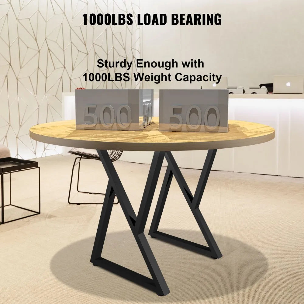 VEVOR Metal Table Legs, 28x18 inch Desk Legs, Set of 2, Heavy Duty Bench Legs, Z Shape Metal Furniture Legs, Wrought Iron Coffee Table Legs, Home DIY for Dining Table with Rubber Floor Protectors, Mat