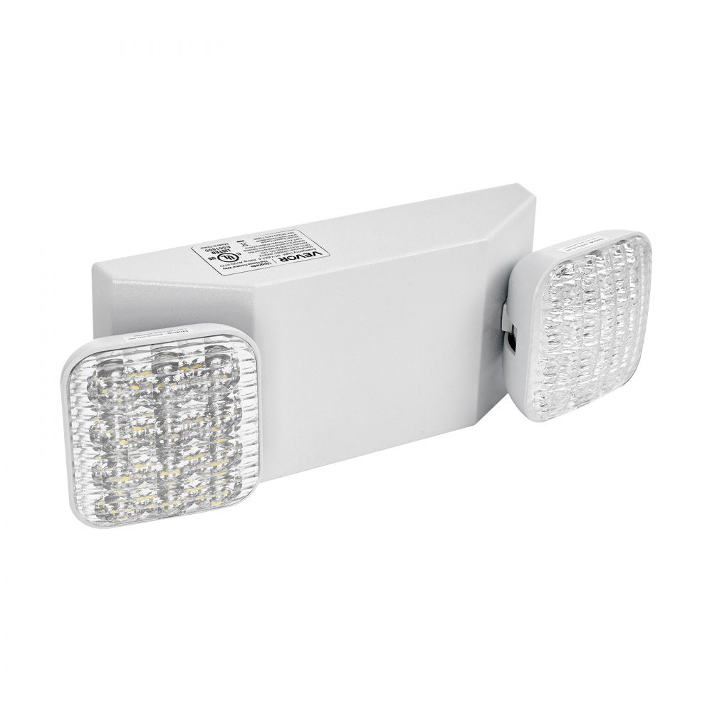 VEVOR 12 Pack Emergency Lights for Business, with Battery Backup, Commercial LED Emergency Exit Lighting Fixtures, AC 120/277V, with Two Square Head Adjustable, 90-Minute Backup, for Business, White