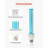 VEVOR UV Light Bulb, 4 Pack, 25W Replacement Ultraviolet UVC Lamp with Ozone, 253.7 nm + 185 nm Wavelength UVO Light Bulb, E27 Universal, for 400 sqft Living Room, Classroom, Office, Restaurant