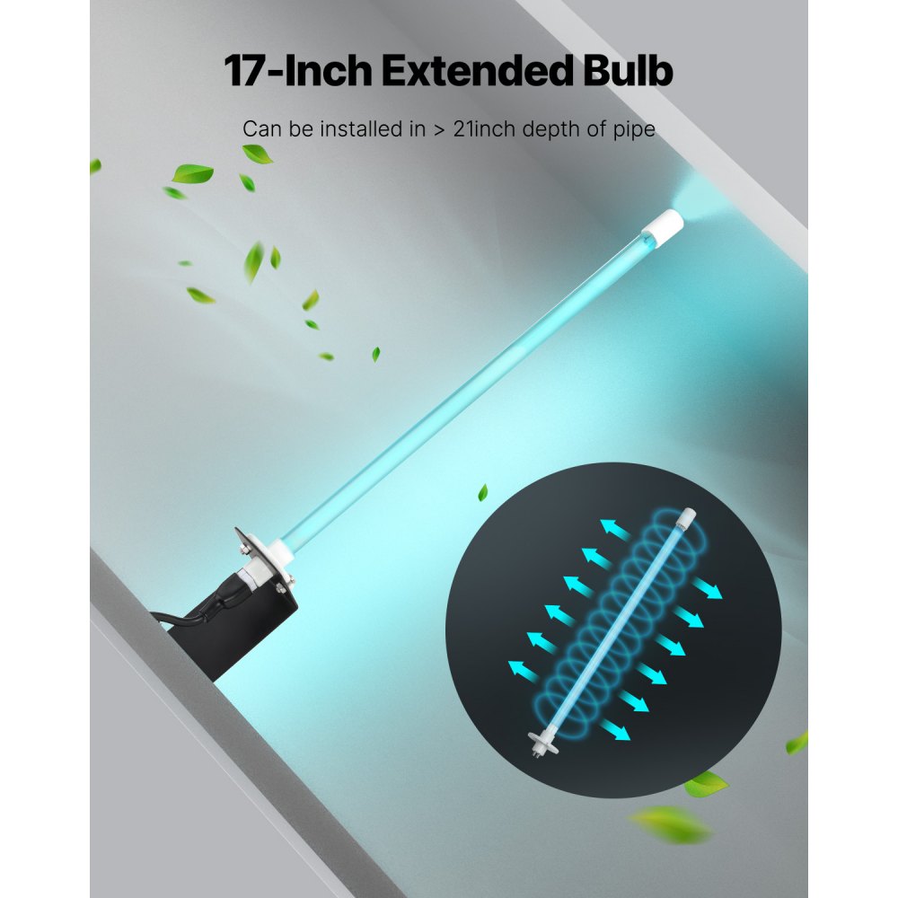 VEVOR HVAC Air Purifier, 25W 17inch, UV UVC Light Coil Cleaner with Magnet in Duct for Ac (Air Conditioning) Duct, Air Scrubber, HVAC UV lights for Ac Systems