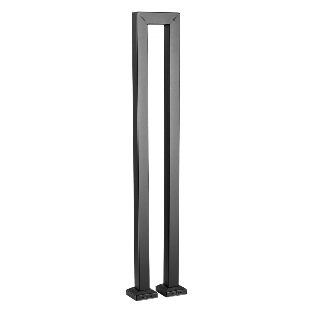 VEVOR Handrails for Outdoor Steps, 1 Step U-Shape Stair Hand Rail Kit Black, Stair Rails for Seniors, Concrete Steps, Porch and Deck, Heavy-Duty Galvanized Steel Stylish Railings w/ Decorative Covers