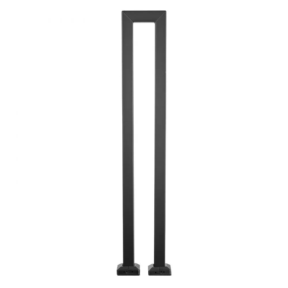VEVOR Handrails for Outdoor Steps, 1 Step U-Shape Stair Hand Rail Kit Black, Stair Rails for Seniors, Concrete Steps, Porch and Deck, Heavy-Duty Galvanized Steel Stylish Railings w/ Decorative Covers