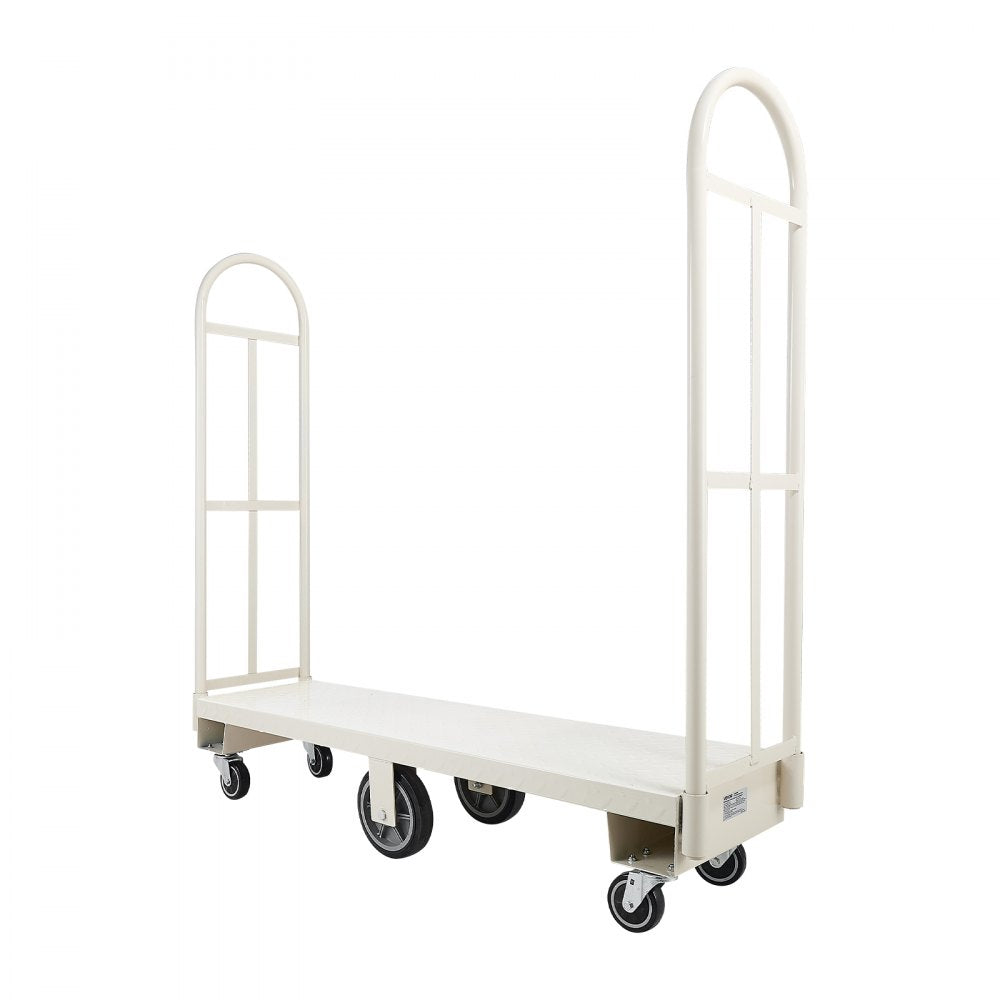 VEVOR U-Boat Platform Truck Dolly, 2000 lbs Load Capacity, Heavy Duty Steel Utility Cart, Industrial Hand Push Truck with Six Wheels and Dual Detachable Handles, for Warehouse, 60 x 16.1 x 59.5 in