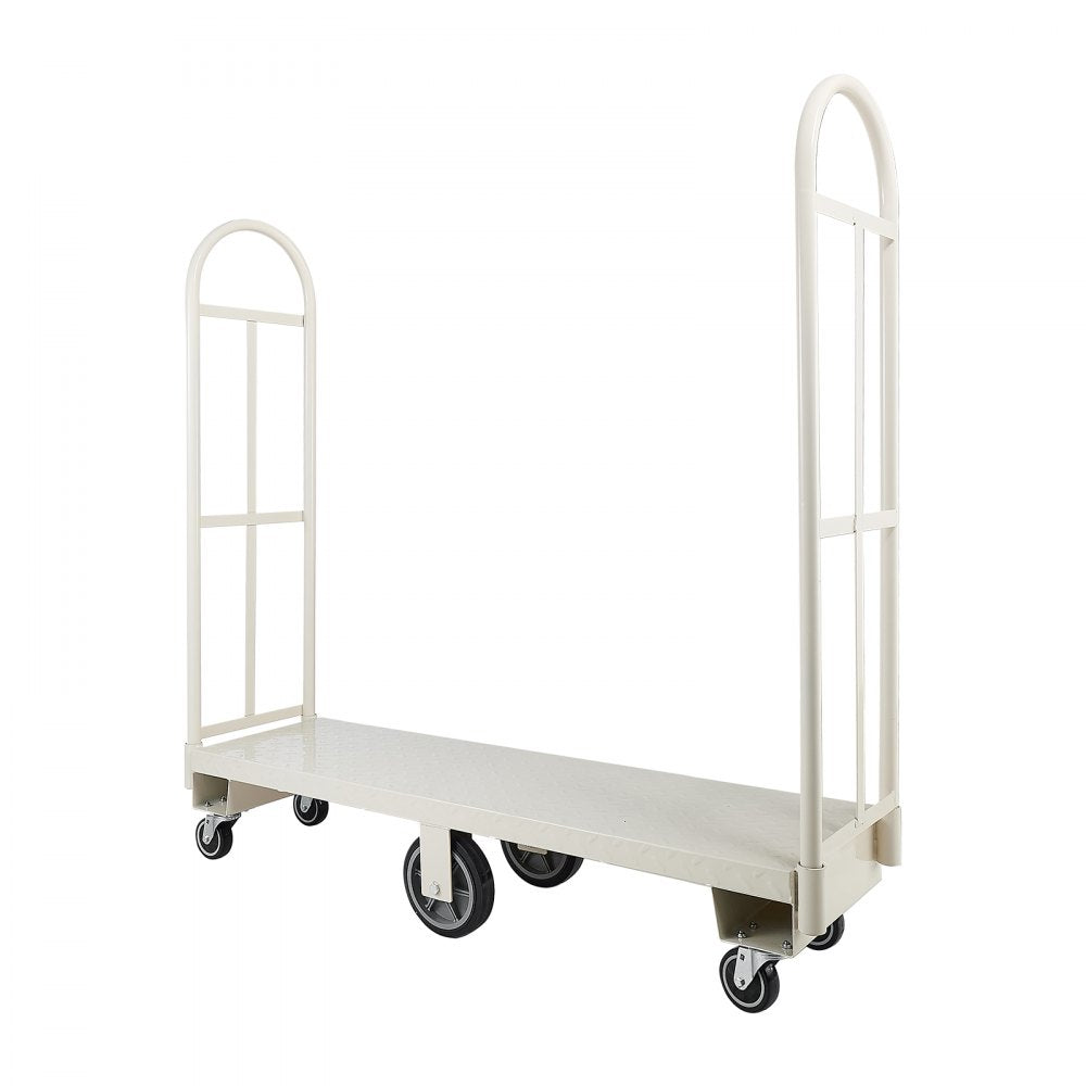 VEVOR U-Boat Platform Truck Dolly, 2000 lbs Load Capacity, Heavy Duty Steel Utility Cart, Industrial Hand Push Truck with Six Wheels and Dual Detachable Handles, for Warehouse, 60 x 16.1 x 59.5 in