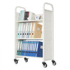 VEVOR Rolling Library Book Cart, 330 lbs Capacity, 30.3 x 15 x 48.0-Inch Library Cart, Single Sided V-Shaped Shelves with 3-Inch Lockable Wheels, Book Truck for Home Shelves Office and School, White