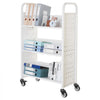 VEVOR Rolling Library Book Cart, 330 lbs Capacity, 30.3 x 15 x 48.0-Inch Library Cart, Single Sided V-Shaped Shelves with 3-Inch Lockable Wheels, Book Truck for Home Shelves Office and School, White