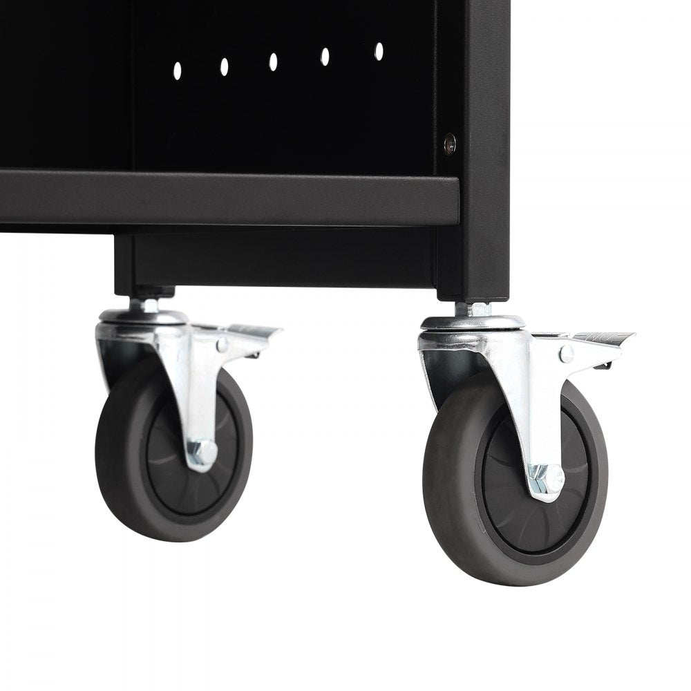 VEVOR Book Cart, 330 lbs Library Cart, 31.1" x 15.2" x 49.2" Rolling Book Cart, Single Sided V-Shaped Sloped Shelves with 4-Inch Lockable Wheels for Home Shelves Office and School, Book Truck in Black