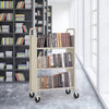 VEVOR Book Cart, 330 lbs Library Cart, 31.1" x 15.2" x 49.2" Rolling Book Cart, Single Sided V-Shaped Sloped Shelves with 4-Inch Lockable Wheels for Home Shelves Office and School, Book Truck in Cream