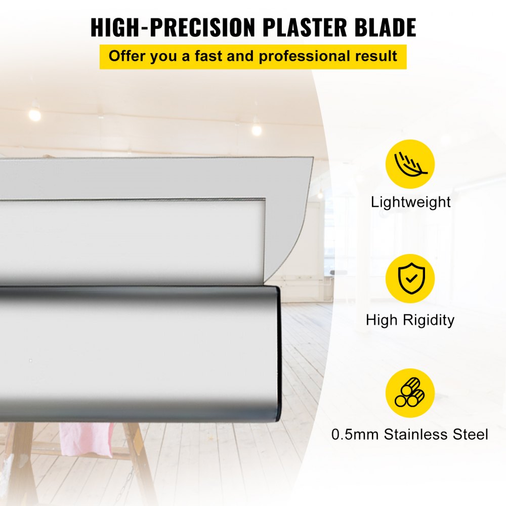 VEVOR Drywall Skimming Blade Set,10\"+16\" +24\" Blades,European Stainless Steel Construction Knife, Aluminum Blade Profile Smoothing Knockdown Spatula for Gyprock/Drywall/Wall-Board