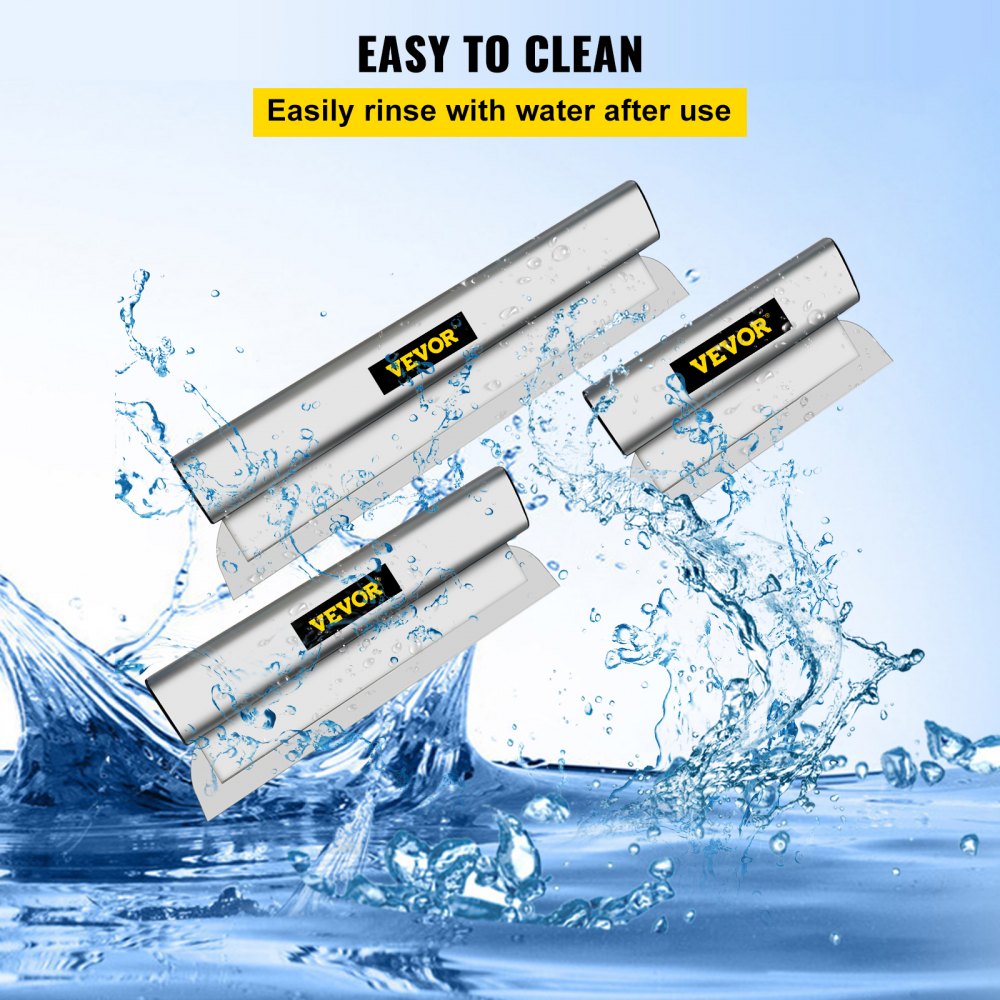 VEVOR Drywall Skimming Blade Set,10\"+16\" +24\" Blades,European Stainless Steel Construction Knife, Aluminum Blade Profile Smoothing Knockdown Spatula for Gyprock/Drywall/Wall-Board
