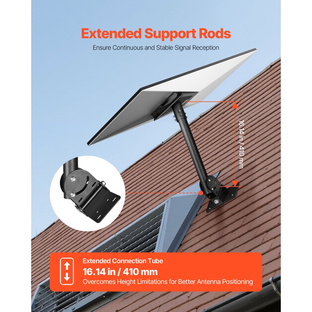 VEVOR Starlink Gen 3 Roof Mount, 30-150° Adjustable Angle Mounting Roof Pole Adapter, Heavy-Duty Steel Starlink Standard Gen 3 Pipe Kit, Compatible with Gen3 and V3, Easy to Assembly, Black