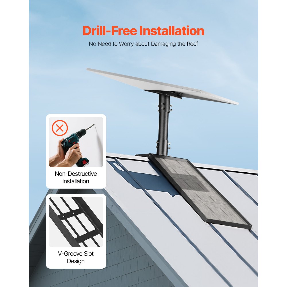 VEVOR Starlink Gen 3 Roof Mount, 45-135° Adjustable Angle Mounting Roof Ridge Pole Adapter, Heavy-Duty Steel Starlink Standard Gen 3 Pipe Kit, Compatible with Gen3 and V3, Easy to Assembly, Black