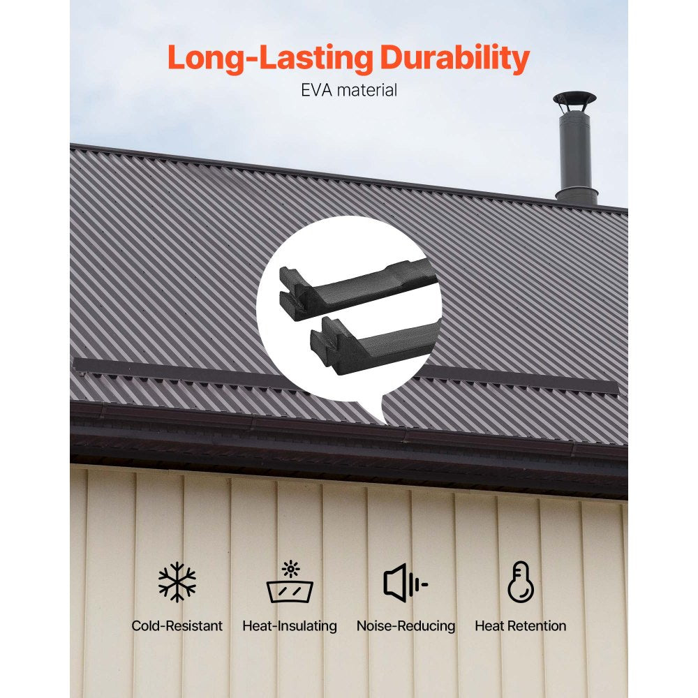 VEVOR Foam Closure Strips, Metal Roof Inside Closure Strip with 2 Rolls of Butyl Tape, High-Density EVA Material Roofing Foam Strips, for Roof Insulation, Noise Reduction & Waterproof (20 Pieces)
