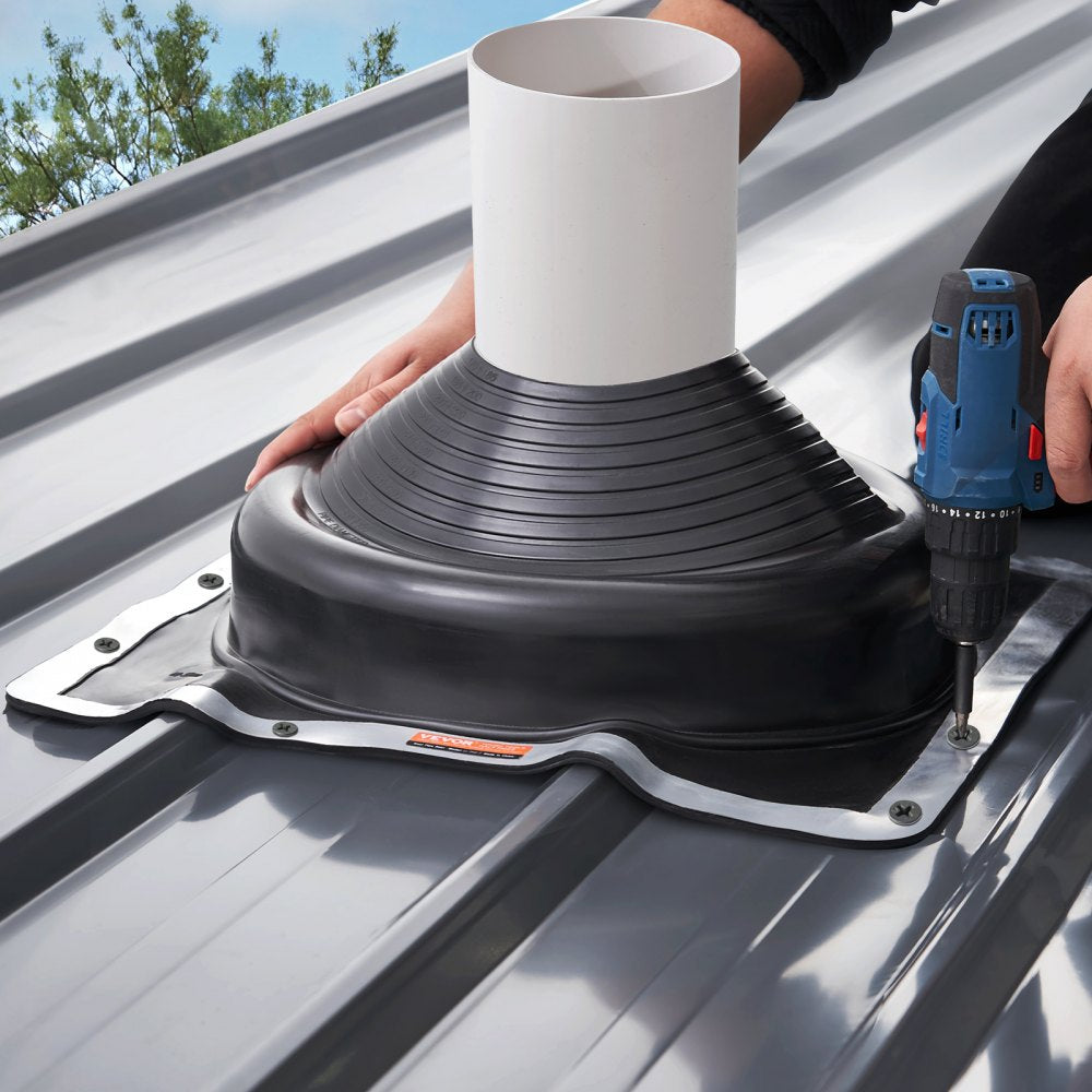 VEVOR 2 Pcs Roof Pipe Flashing Boots, Fit Pipe OD 6-3/4" to 14", Flexible EDPM Roofing Jack Pipe Flashing, High Temp -67℉ to 212℉, Endurable Metal Base, for Chimney, Wood Stove & Outdoor Vent Pipes