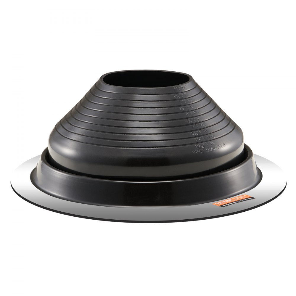 VEVOR 2 Pcs Roof Pipe Flashing Boots, Fit Pipe OD 6" to 11", Flexible EDPM Roofing Jack Pipe Flashing, High Temp -67℉ to 212℉, Endurable Round Metal Base, for Chimney, Wood Stove & Outdoor Vent Pipes