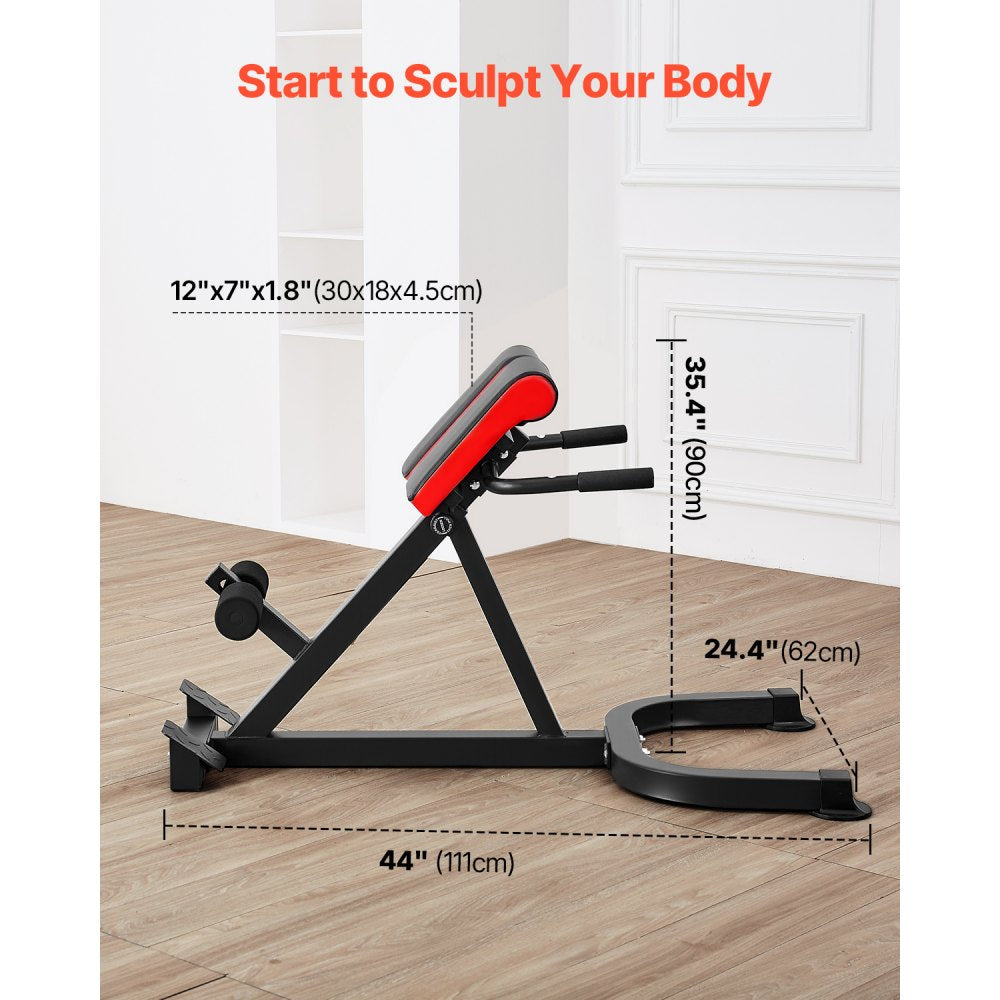 VEVOR Roman Chair Hyperextension Bench, 300 lbs Adjustable Extension Machine, Multi-Function Exercise Equipment for Glute, Hamstring, Lower Back, and Ab Workout, Fitness Weight Bench for Home Gym