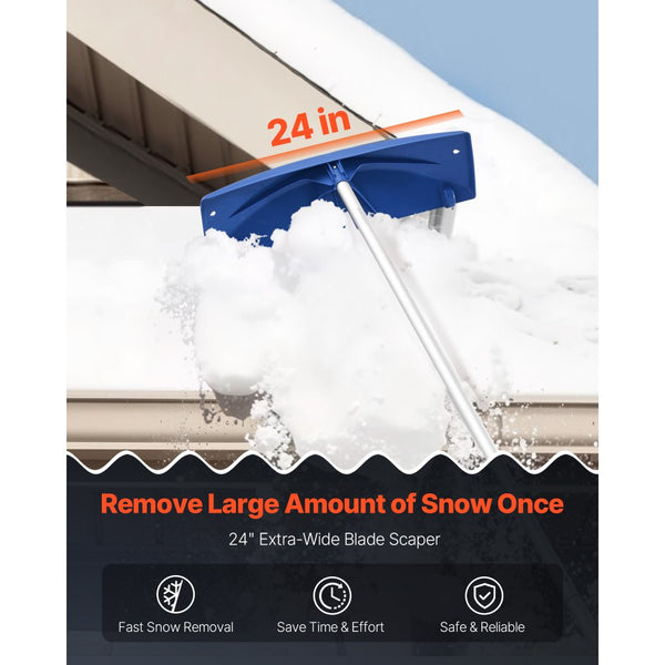 Vevor Roof Rake 24" Adjustable Snow Removal Tool with Wheels New ...