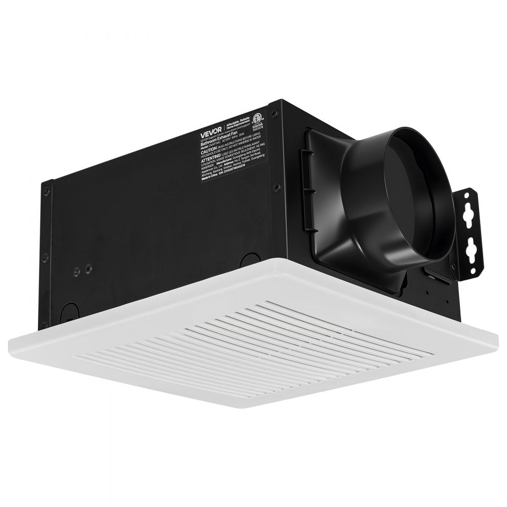 VEVOR Bathroom Exhaust Fan, 80 CFM Bathroom Vent, Low-Noise, Premium Motor Ceiling Fan, Standard 4-inch Duct Interface for Laundry Room, Storage Room, Home Ventilation, White