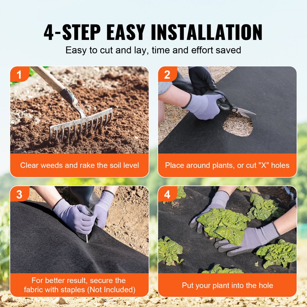 VEVOR Non Woven Geotextile Fabric Under Gravel, 6x50FT 8OZ Driveway Fabric Landscape Fabric, Heavy Duty Weed Barrier Fabric, Ground Cover Weed Control Fabric, French Drains Drainage Fabric, Black
