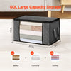VEVOR 60L Large Storage Bags, 6 Pack Clothes Storage Bin, Foldable Closet Organizers Containers with Handle, Nov-woven Fabric Storage Bag for Clothing, Blanket, Comforter, Bed Sheet, Pillow(Grey)
