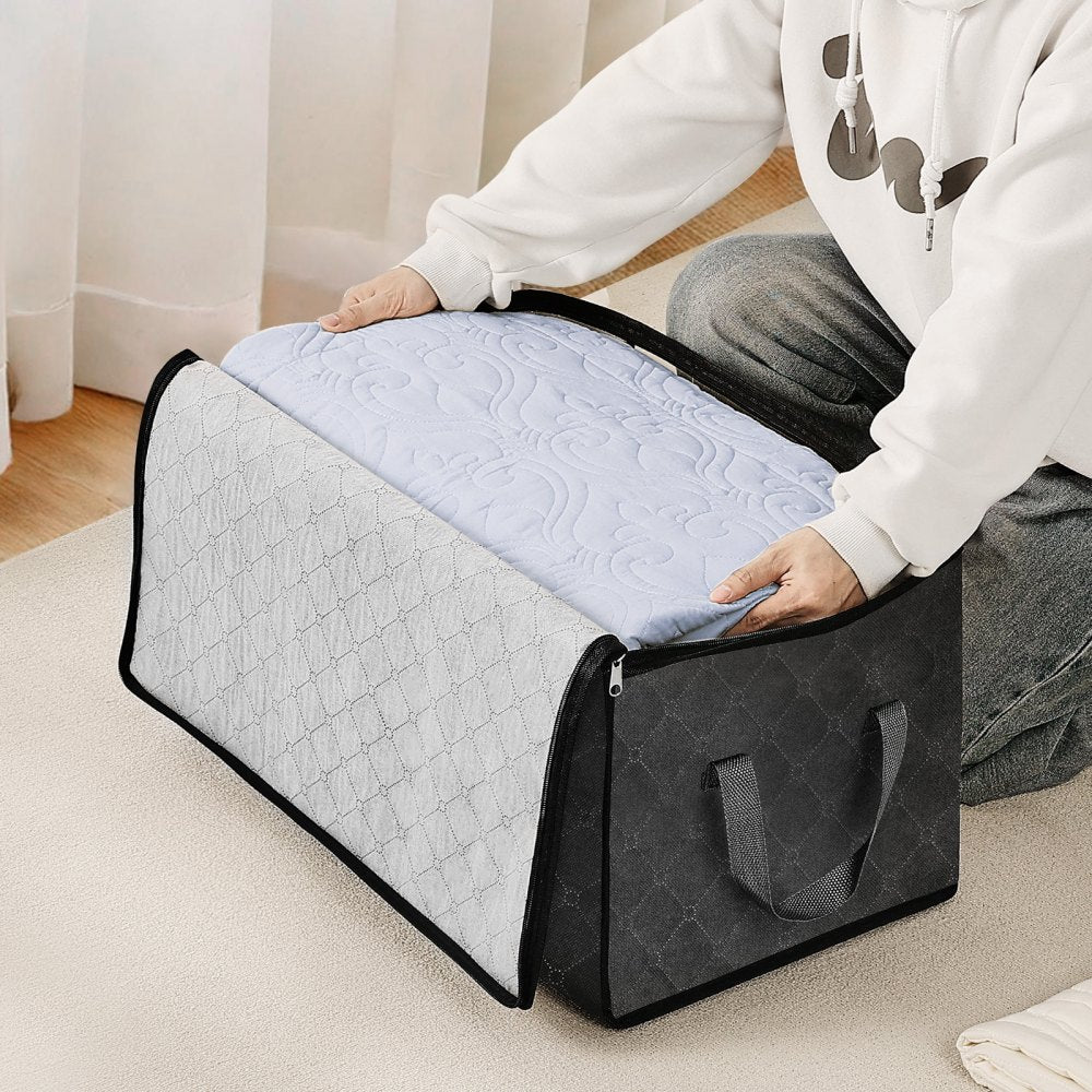 VEVOR 60L Large Storage Bags, 6 Pack Clothes Storage Bin, Foldable Closet Organizers Containers with Handle, Nov-woven Fabric Storage Bag for Clothing, Blanket, Comforter, Bed Sheet, Pillow(Grey)