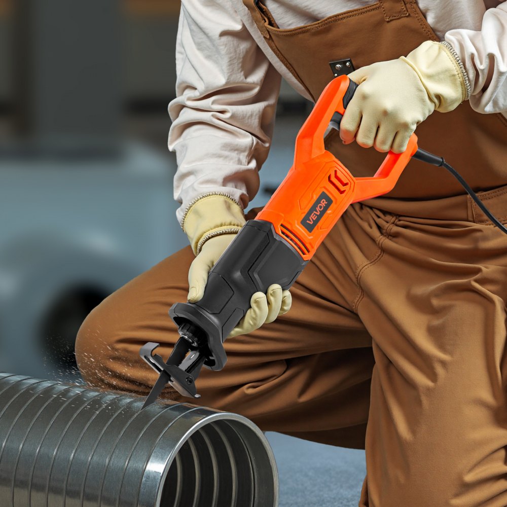 VEVOR Corded Reciprocating Saw, 120 Volt 6 Amp, 3000 SPM Variable Speed, 3/4 inch Stroke Length, Electric Reciprocating Saw with 8 Blades and Carrying Bag, for Wood, Metal, and Plastic Cutting