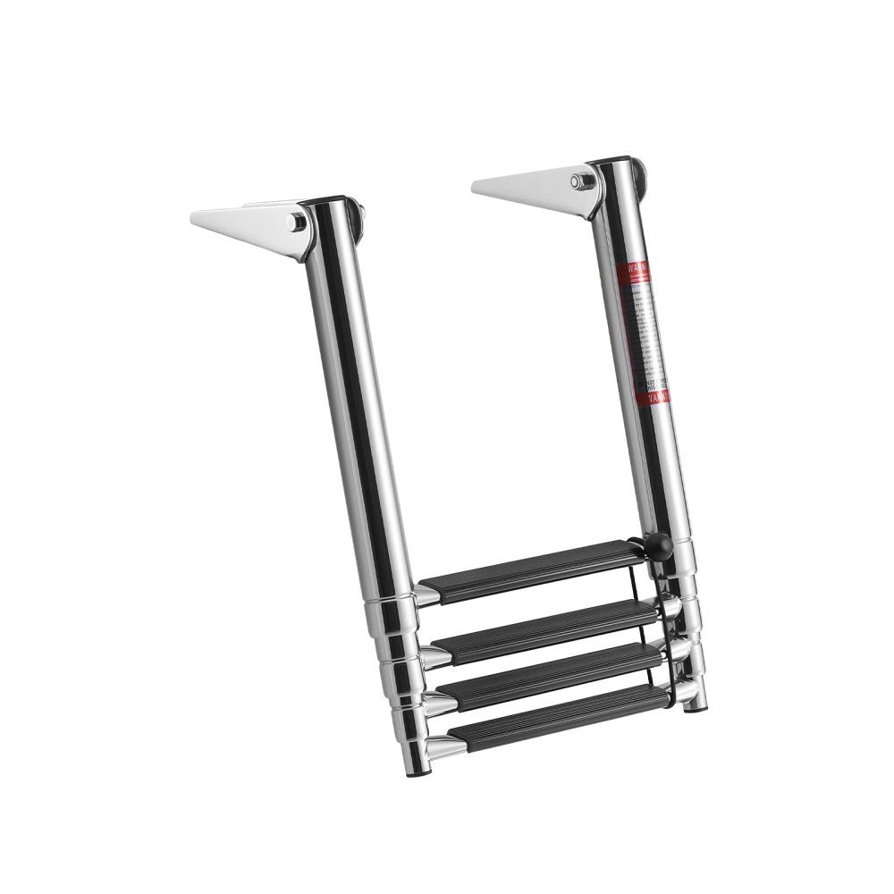VEVOR Boat Ladder, 4 Steps, Stainless Steel Telescoping Folding Swim Deck Ladder for Rear Entry Inboard, Heavy Duty 900 lbs Capacity with Wide Anti-Slip Steps, for Outboards, Yacht, Pontoon Boats
