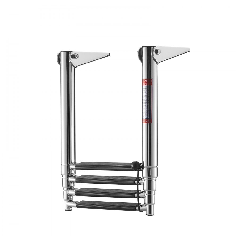 VEVOR Boat Ladder, 4 Steps, Stainless Steel Telescoping Folding Swim Deck Ladder for Rear Entry Inboard, Heavy Duty 900 lbs Capacity with Wide Anti-Slip Steps, for Outboards, Yacht, Pontoon Boats