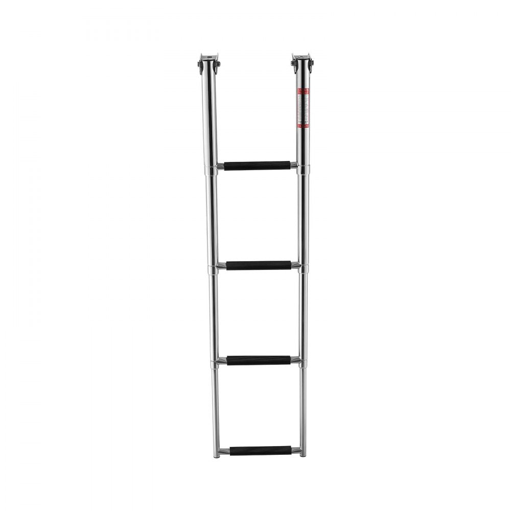 VEVOR Boat Ladder, 4 Steps, Stainless Steel Telescoping Folding Swim Deck Ladder for Rear Entry Inboard, Heavy Duty 900 lbs Capacity with Wide Anti-Slip Steps, for Outboards, Yacht, Pontoon Boats