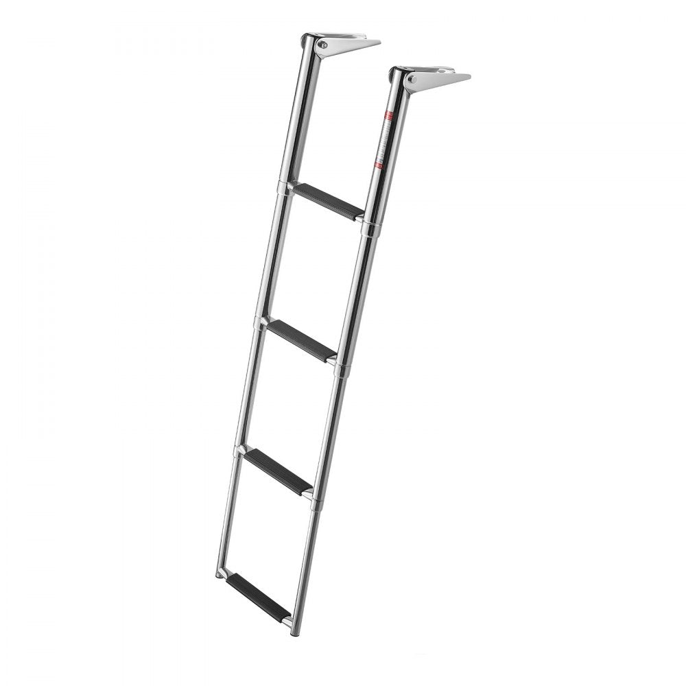 VEVOR Boat Ladder, 4 Steps, Stainless Steel Telescoping Folding Swim Deck Ladder for Rear Entry Inboard, Heavy Duty 900 lbs Capacity with Wide Anti-Slip Steps, for Outboards, Yacht, Pontoon Boats