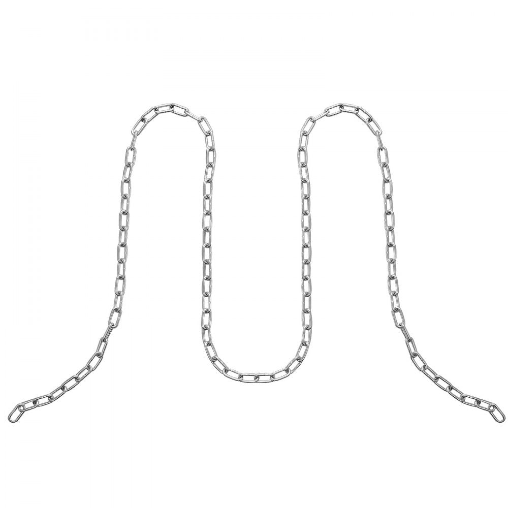 VEVOR Proof Coil Chain, 1/8" x 100', 330 lbs Safe Working Load, Zinc Plated Proof Tested Coil Chain with Two Quick Links, Galvanized Carbon Steel Link Chain for Towing, Hanging, Camping, Pet Towing