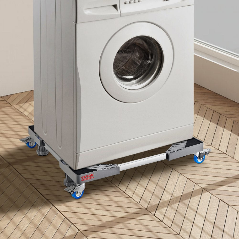 VEVOR Mini Fridge Stand, 400 lbs Load, 4 Strong Feet, 4 Locking Swivel Wheels, Washer and Dryer Pedestal, Multi-Functional Adjustable Base for Washing Machine, and Refrigerator, Universal Mobile Base