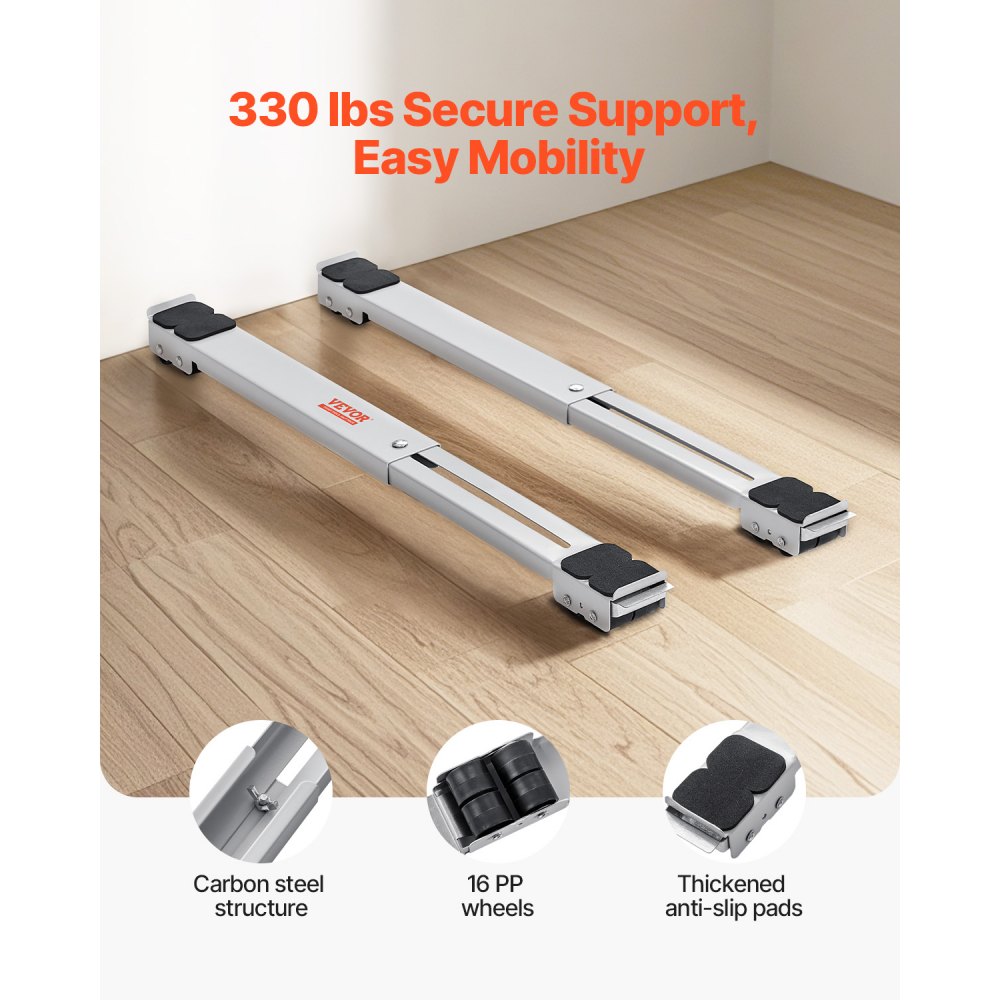 VEVOR Heavy Duty Furniture Appliances Rollers, 660 lbs Total Load, Extendable Appliance Rollers Mobile Washing Machine Base, Fridge Stand Dolly Movers for Refrigerators, Dryers, Dishwashers, White
