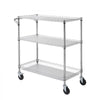 VEVOR Kitchen Utility Cart, 3 Tiers, Wire Rolling Cart with 661LBS Capacity, Steel Service Cart on Wheels, Metal Storage Trolley with 80mm Basket Curved Handle PP Liner 6 Hooks, for Indoor and Outdoor