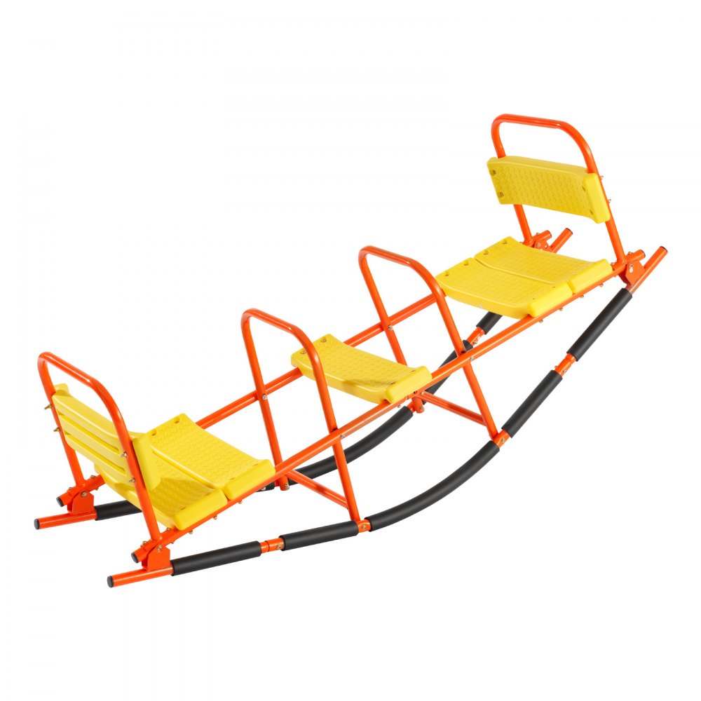 VEVOR Kids Seesaw, 200 lbs Load Capacity, Metal Rocking Teeter Totter with Handles, Toddler Seesaw for Children Aged 3+, Kids Outdoor Playground Equipment for Lawn, Backyard, Playground, 2 Seats