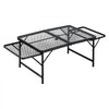 VEVOR Folding Grill Table with 2 Wing Panel 36x24in Camping Station 120lbs, for Picnic BBQ Tailgating, Adjustable Height, 2 Tier Outdoor Aluminum Side Stand with Side Pocket, Mesh Net, Portable Handle