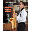 VEVOR Tenor Saxophone, B Flat, Professional Brass Saxophone Beginner Kit with Carrying Case, Mouthpiece, Straps, Cleaning Cloth, Gloves, Neck Strap, 23 Keys Tenor Sax Kit, for Beginners Students, Gold
