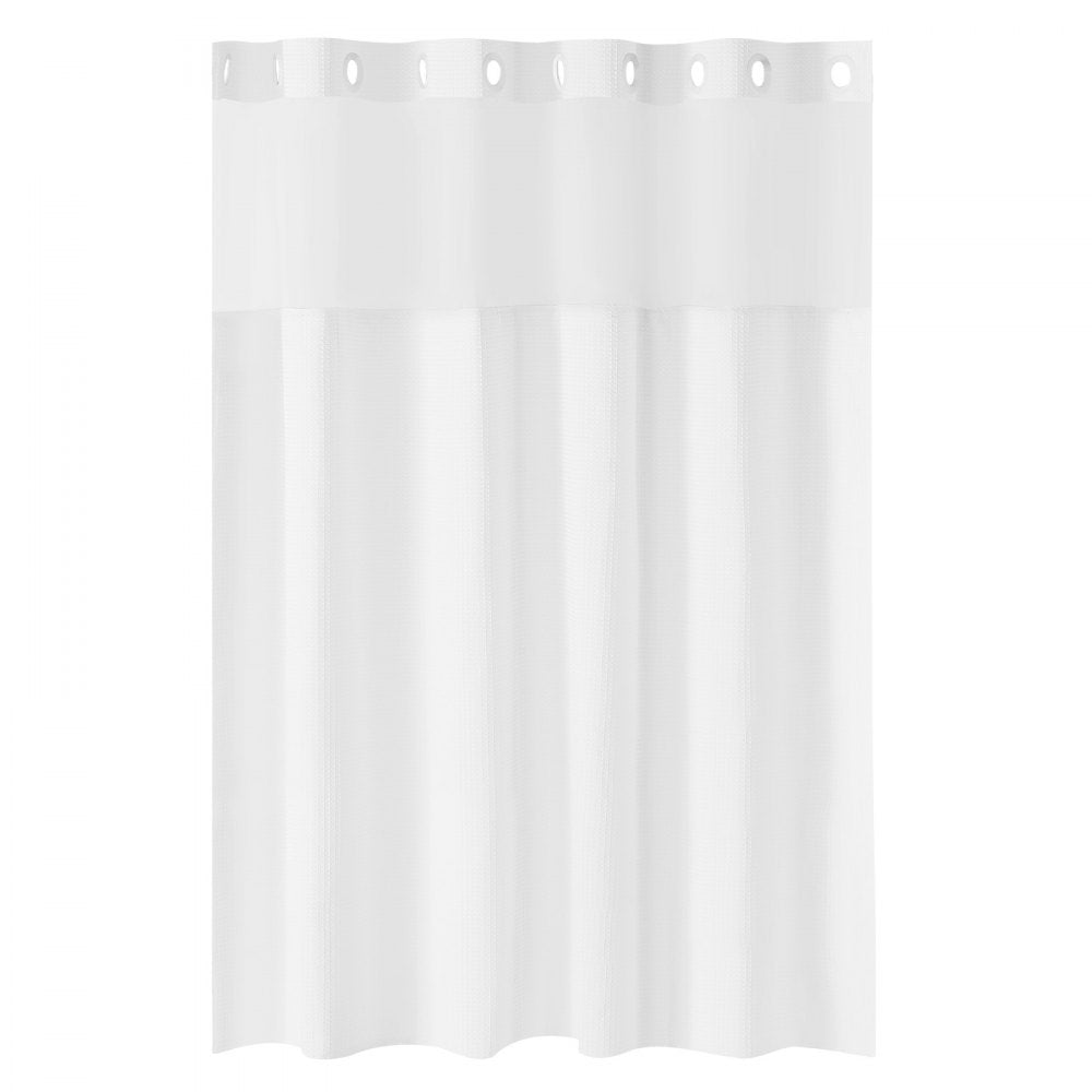 VEVOR No Hook Shower Curtain, 2-in-1 Waterproof Waffle Weave Shower Curtains, 240 GSM Curtain with Snap-in Liner, See-Through Window, and Magnets, for Bathroom Showers & Bath Tubs, 74x71 in (White)