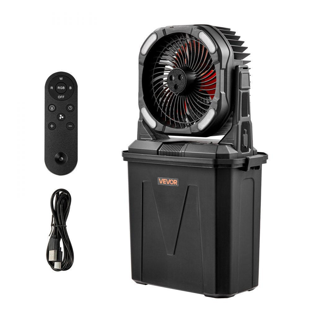VEVOR Misting Fan, More than 2700RPM Motor Mister Fan, Mister Cooling Fans with 2.38 gal Water Tank, 10000mAh Battery, 4-Speed Wind & 5 Lighting Modes, Water Cooling Fans for Indoor, Outdoor, Patio