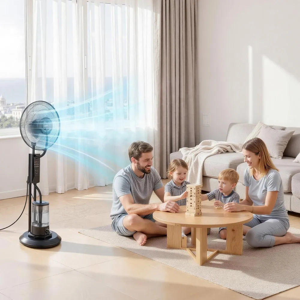 VEVOR Misting Fan, 3 Wind Speeds Misting Standing Fan, Mister Cooling Fans with 0.79 gal Water Tank, Remote & Panel Control, Water Cooling Fans for Indoor, Outdoor, Garage, Patio, Living Room, 3 Modes