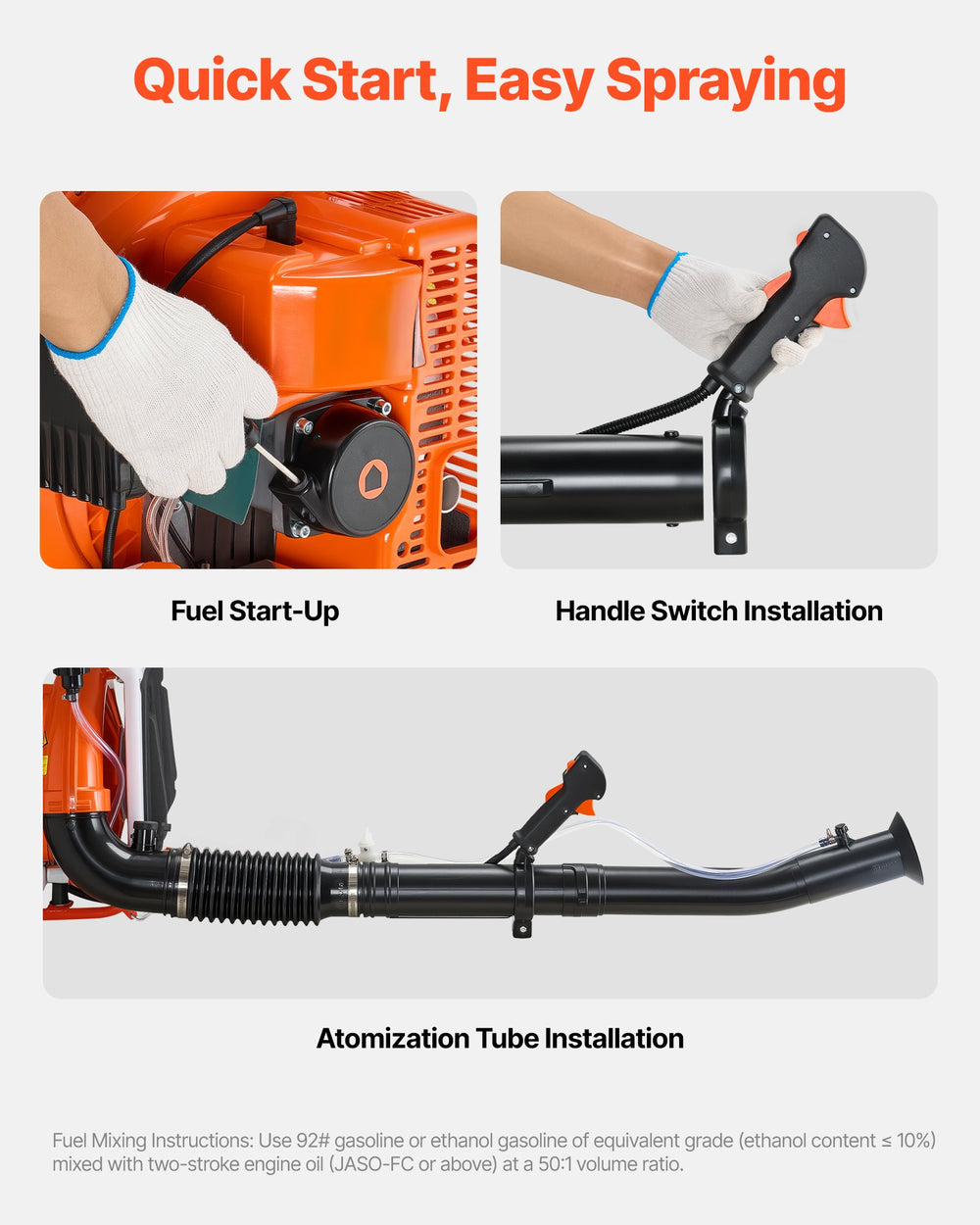 VEVOR Backpack Fogger Sprayer, 63CC 3HP Engine, Gas Powered Fogger Sprayer with 4 Gallon Tank, Powder and Liquid Mister Duster System for Effective Fleas Ticks Critters Control, Gardening & Farming
