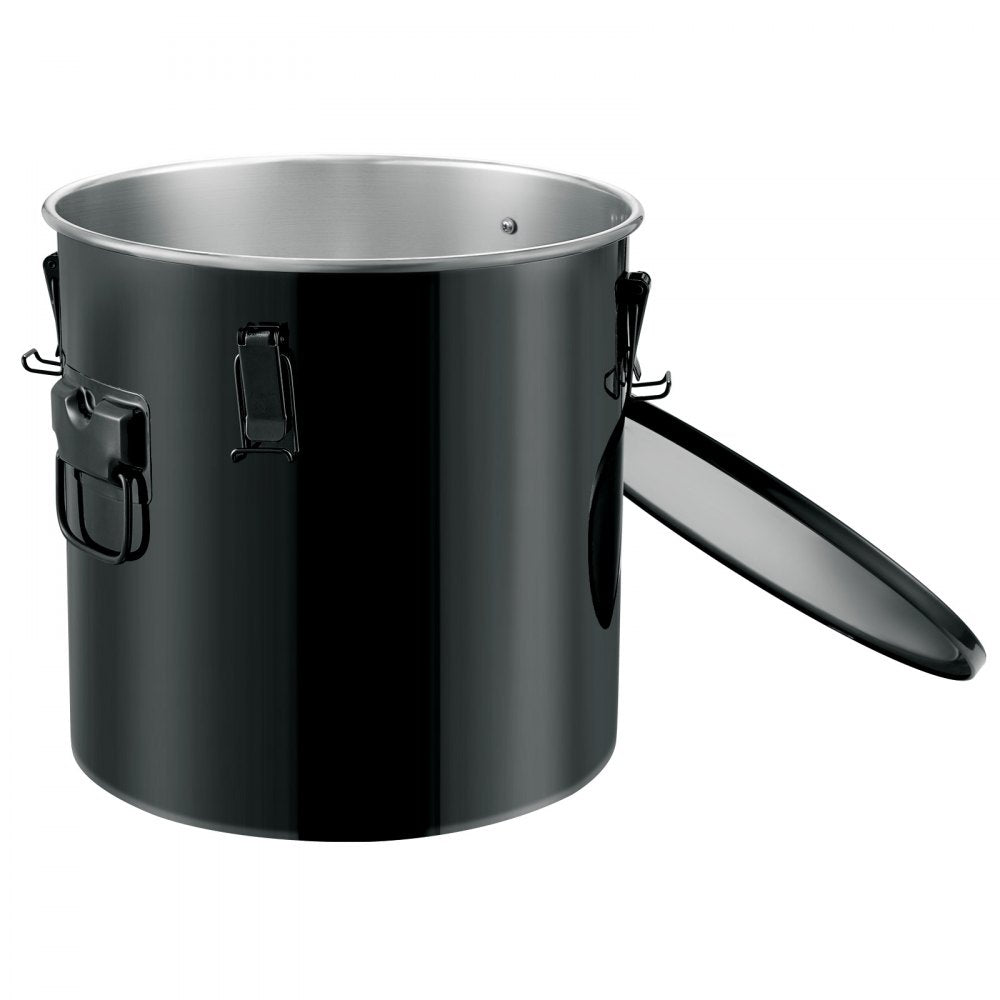 VEVOR Fryer Grease Bucket, 10 Gal Oil Disposal Caddy Stainless Steel Fryer Oil Bucket Rust-Proof Coating, Oil Transport Container with Lid, Lock Clips, Filter Bag for Hot Cooking Oil Filtering, Black
